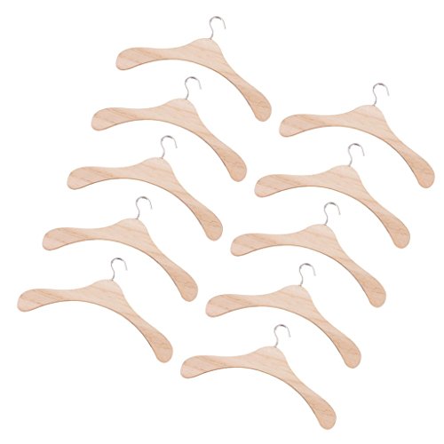 YUQIYU Perchas de Ropa de Madera de 10pcs 15cm con Gancho de Metal para 1: 3 BJD Suministros de muñecas de tío