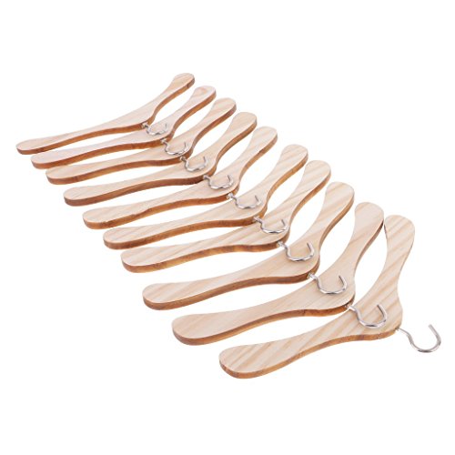 YUQIYU Perchas de Ropa de Madera de 10pcs 15cm con Gancho de Metal para 1: 3 BJD Suministros de muñecas de tío