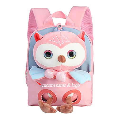 YUYUJJIY Mochila de jardín de infantes con nombre personalizado para niños y niñas, muñeca de felpa desmontable, mochila para niños pequeños, mochila para niños, mochila escolar