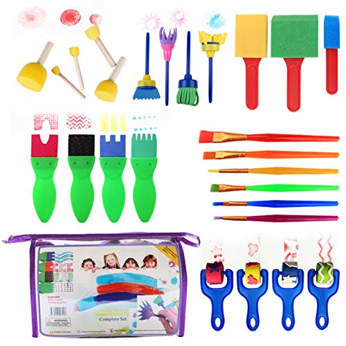 yyuezhi La Primera Infancia Herramientas de Dibujo 26 Esponja Kit de la Pintura del Cepillo de Esponja DIY Crafts Molde Pincel de Pintura Educación Infantil para los Niños Amantes de Arte Creativo