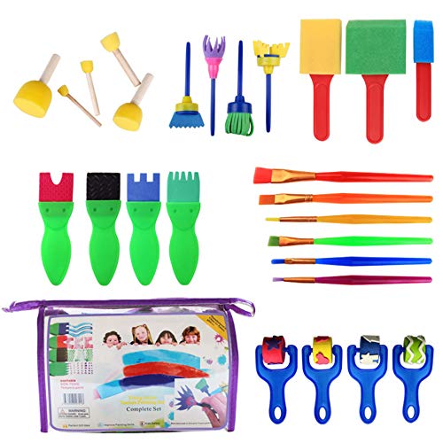 yyuezhi La Primera Infancia Herramientas de Dibujo 26 Esponja Kit de la Pintura del Cepillo de Esponja DIY Crafts Molde Pincel de Pintura Educación Infantil para los Niños Amantes de Arte Creativo