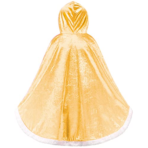 ZaisuiFun Capa de princesa para niña, disfraz de princesa, Halloween, para fiestas, carnaval, fiestas, disfraces, cosplay, para niños, amarillo, 146-152 (etiqueta 150)