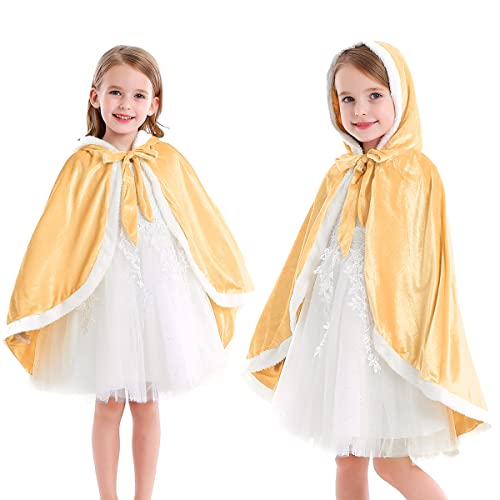 ZaisuiFun Capa de princesa para niña, disfraz de princesa, Halloween, para fiestas, carnaval, fiestas, disfraces, cosplay, para niños, amarillo, 146-152 (etiqueta 150)