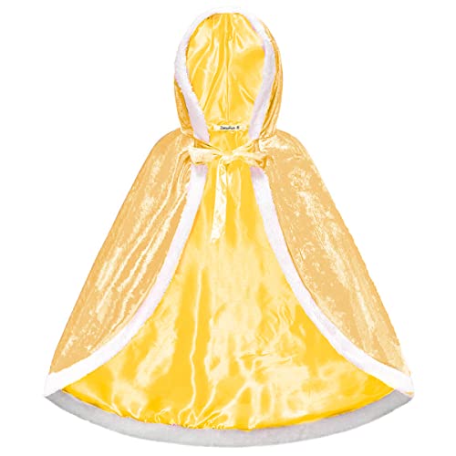 ZaisuiFun Capa de princesa para niña, disfraz de princesa, Halloween, para fiestas, carnaval, fiestas, disfraces, cosplay, para niños, amarillo, 146-152 (etiqueta 150)