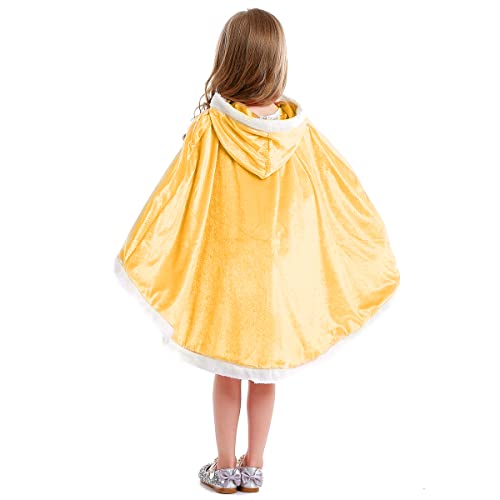 ZaisuiFun Capa de princesa para niña, disfraz de princesa, Halloween, para fiestas, carnaval, fiestas, disfraces, cosplay, para niños, amarillo, 146-152 (etiqueta 150)