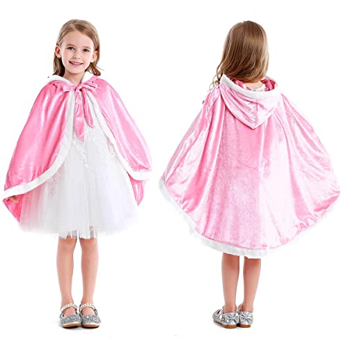 ZaisuiFun Capa de princesa para niña, disfraz de princesa para Halloween, para fiestas, carnaval, fiestas, disfraces, cosplay, para niños, rosa B, 128-134 (etiqueta 130)