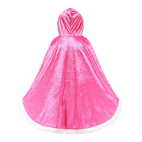 ZaisuiFun Capa Princesa Niñas con Capucha para Disfraz de Carnaval Cosplay Halloween Fiesta Navidad, Rosa, 116-122(Etiqueta 120)