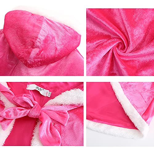 ZaisuiFun Capa Princesa Niñas con Capucha para Disfraz de Carnaval Cosplay Halloween Fiesta Navidad, Rosa, 116-122(Etiqueta 120)