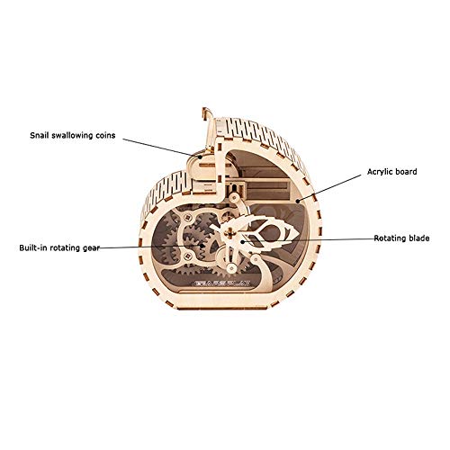 ZAKRLYB Modelo de Empalme de Madera Hecha a Mano Modelo 3D sin Caracoles eléctricos Puede tragar automáticamente Monedas Principio mecánico Sano y Durable Regalos de niño y niña Habitación Infantil