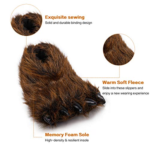 Zapatillas de pata de oso de peluche con garra de animal de peluche divertido, disfraces de cosplay para adolescentes y, Brown, 36/37 EU