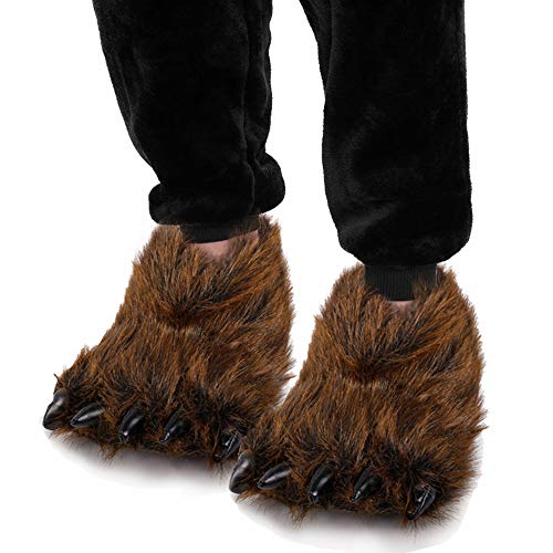 Zapatillas de pata de oso de peluche con garra de animal de peluche divertido, disfraces de cosplay para adolescentes y, Brown, 36/37 EU