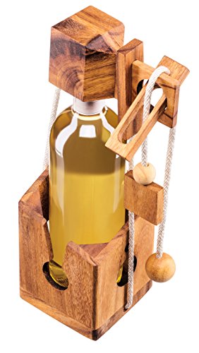 Zederello Puzle para Botellas de Madera Noble de Vino Envoltorio como Regalo Rompecabezas abrebotellas, complicado