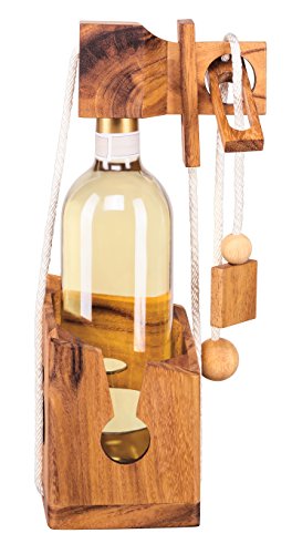 Zederello Puzle para Botellas de Madera Noble de Vino Envoltorio como Regalo Rompecabezas abrebotellas, complicado