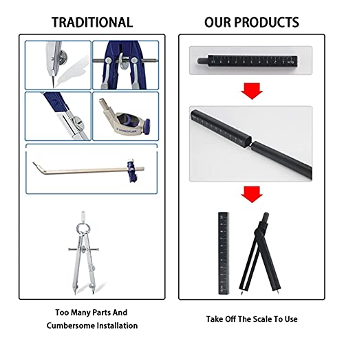 zenglingliang Compases Multifunción 4 en 1 Brújula de Dibujo Profesional con Borrador de Pluma Gobernante Gobernador for geometría Redacción Ingeniero de Matemáticas Estudiantes Compás