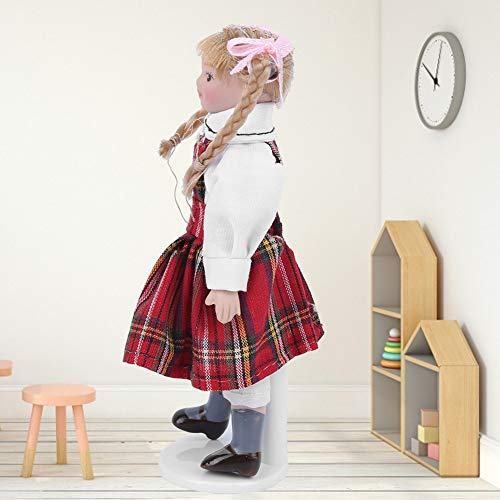 Zerodis 1:12 Modelo de muñeca de Porcelana de simulación Trenza Larga Vestido Rojo Chica Mini Juguete Modelo de muñeca Accesorios de casa de muñecas Juego de rol Regalo para niños y niñas(Muñeca)