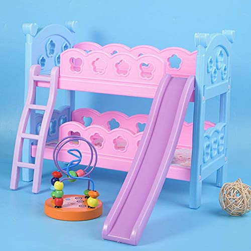 Zerodis Cama litera de Madera de la casa de muñecas, Mini Cama de la casa de muñecas Miniatura simulada casa de muñecas Muebles Accesorio de Juguete para muñeca de 30 cm