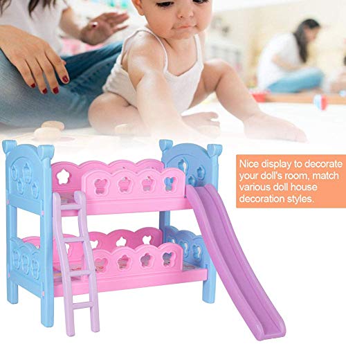 Zerodis Cama litera de Madera de la casa de muñecas, Mini Cama de la casa de muñecas Miniatura simulada casa de muñecas Muebles Accesorio de Juguete para muñeca de 30 cm