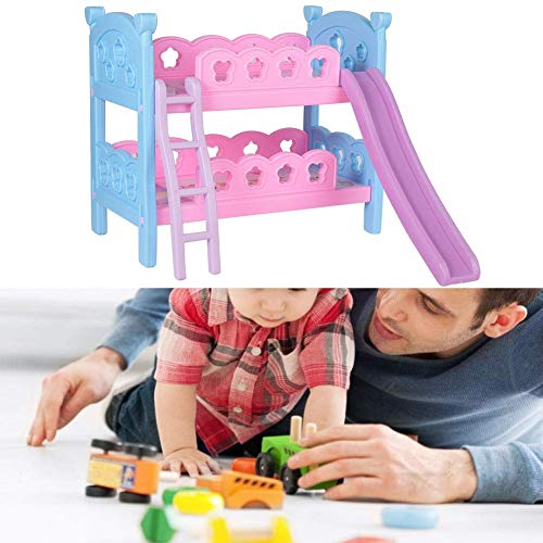 Zerodis Cama litera de Madera de la casa de muñecas, Mini Cama de la casa de muñecas Miniatura simulada casa de muñecas Muebles Accesorio de Juguete para muñeca de 30 cm