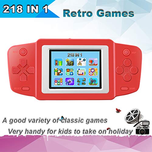 ZHISHAN Niños Consolas de Juegos de Mano Portátil Retro Handheld Game Console 2.5" LCD Pantalla con 218 Classico Nostalgia 80s Videojuegos Navidad Regalo de Cumpleaños para Chicos Y Propio (Rojo)