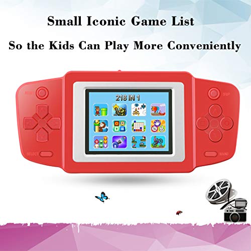 ZHISHAN Niños Consolas de Juegos de Mano Portátil Retro Handheld Game Console 2.5" LCD Pantalla con 218 Classico Nostalgia 80s Videojuegos Navidad Regalo de Cumpleaños para Chicos Y Propio (Rojo)