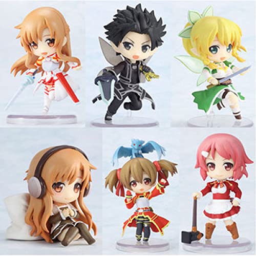 ZIYING 6pcs / Set 6cm Anime Figure Sword Art En línea Figura de acción en línea Kirito Asuna Linda Colección de PVC Colección Regalo