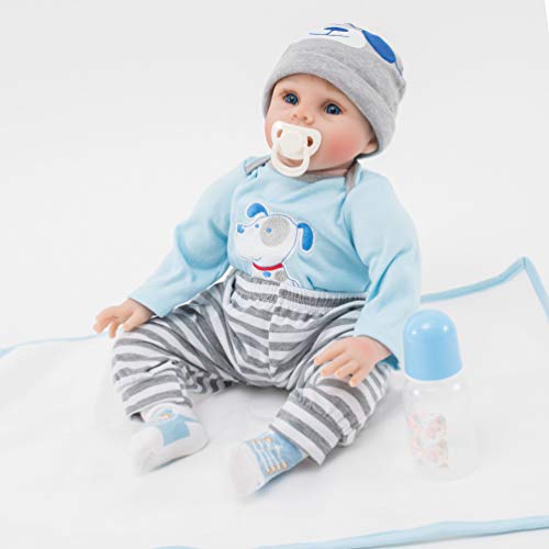 ZIYIUI Muñeco Reborn Bebé 55 cm 22 Pulgadas Silicona Chico Muñecas Bebe Reborn Niño Realista Reborn Baby Dolls Niños Juguete Chica