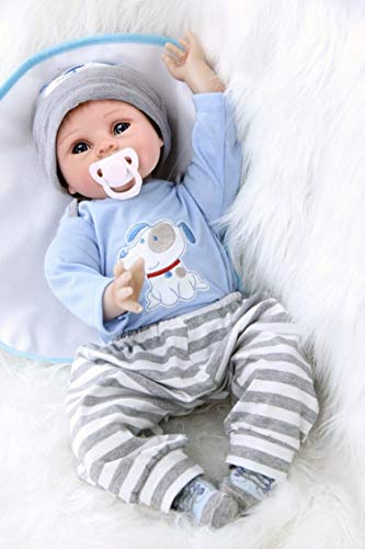 ZIYIUI Muñeco Reborn Bebé 55 cm 22 Pulgadas Silicona Chico Muñecas Bebe Reborn Niño Realista Reborn Baby Dolls Niños Juguete Chica