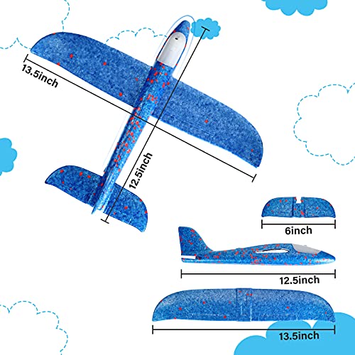 Zomiboo 6 Aviones Planeadores de Luz LED Avión de Espuma de Lanzamiento de 11,8 Pulgadas Avión de Planeador de Espuma Voladora Juguete Planeador para Lanzar a Mano Aviones de Vuelo Intermitentes