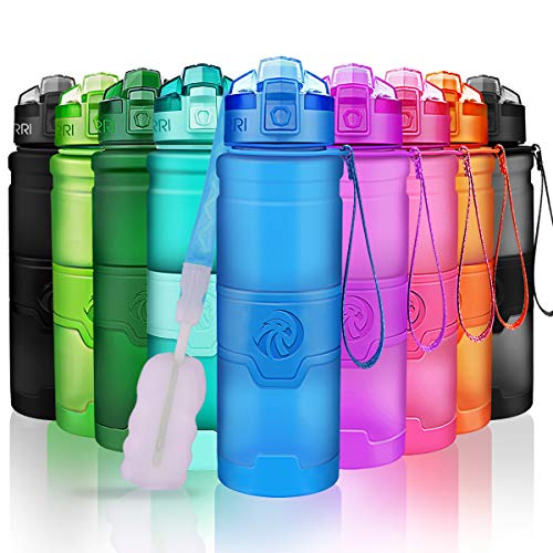 ZORRI Botella de Agua Deportiva - 400ml/500ml/700ml/1000ml sin BPA & a Prueba de Fugas, Reutilizable de plastico tritan, Agua Botellas Ideal con Filtro para niños Adulto, Correr 1-Click Apertura