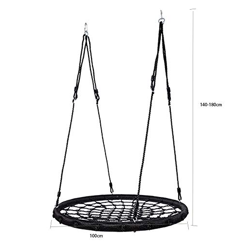 ZoSiP Columpios Oscilación del Asiento Jardín Telaraña árbol platillo oscilación Netted palmeada Asiento for Agarre y Comodidad Hanging Tree Circular platillo Volante (Color : Black, Size : 100cm)