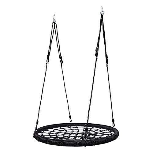 ZoSiP Columpios Oscilación del Asiento Jardín Telaraña árbol platillo oscilación Netted palmeada Asiento for Agarre y Comodidad Hanging Tree Circular platillo Volante (Color : Black, Size : 100cm)