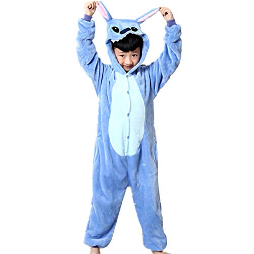 zpllsbratos Niños Pijamas Animales Ropa de Dormir Cosplay Disfraz para Carnaval Halloween Navidad(Stitch,Etiqueta 125 para Altura 135cm-145cm)