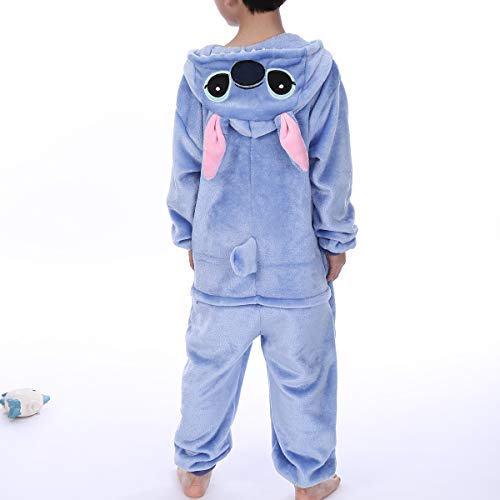 zpllsbratos Niños Pijamas Animales Ropa de Dormir Cosplay Disfraz para Carnaval Halloween Navidad(Stitch,Etiqueta 125 para Altura 135cm-145cm)