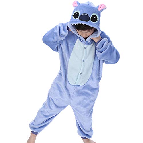 zpllsbratos Niños Pijamas Animales Ropa de Dormir Cosplay Disfraz para Carnaval Halloween Navidad(Stitch,Etiqueta 125 para Altura 135cm-145cm)