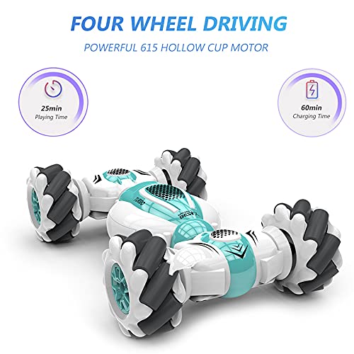 ZS ZHISHANG 2.4GHz 4WD RC Stunt Car Control remoto Reloj Sensor de gesto Deformable Electric Toy Cars Regalo para niños Niños Cumpleaños