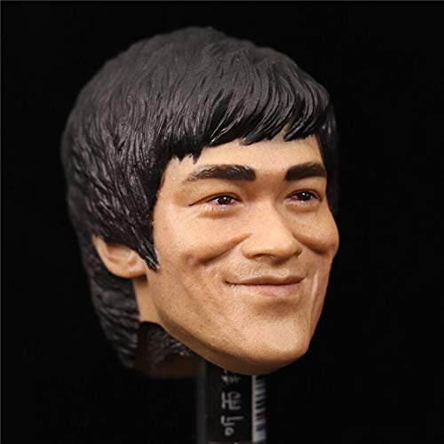 ZSMD Escala 1/6 de Asia Male Man Boy Wing Chun Jeet Kune Smile Bruce Lee Head Carving Classic Calm Version Model for 12 Body Model (sólo Head Head Only)