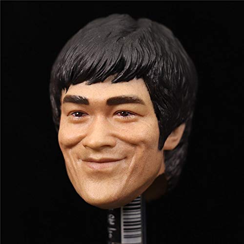 ZSMD Escala 1/6 de Asia Male Man Boy Wing Chun Jeet Kune Smile Bruce Lee Head Carving Classic Calm Version Model for 12 Body Model (sólo Head Head Only)