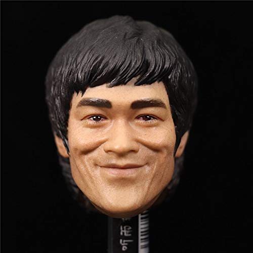 ZSMD Escala 1/6 de Asia Male Man Boy Wing Chun Jeet Kune Smile Bruce Lee Head Carving Classic Calm Version Model for 12 Body Model (sólo Head Head Only)