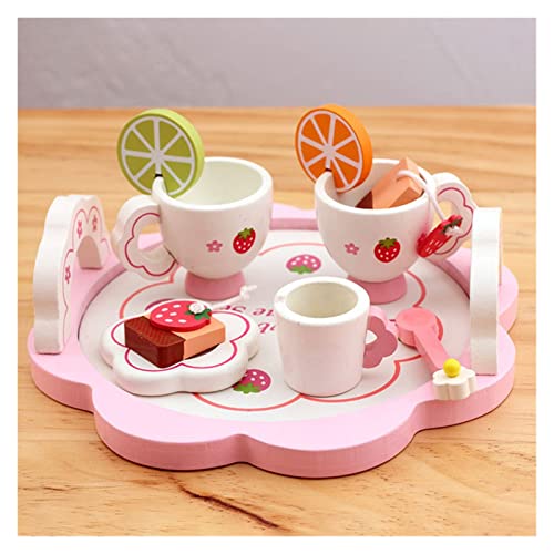 ZSYXM Cocina Juguete Cocina de Madera Juguetes de Comida Juego de té de Fresa Cocina Niños Helado Soporte de té de la Tarde (Color : Tea)