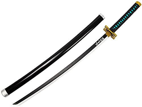 Zxg-NB Anime Katana, Demon Slayer Cosplay para Tokitou Muichirou Katana, Modelo de Madera, fanáticos del Anime (ABS + bambú) Ninja, Samurai Sword Sword Weapon Props Anime Toys (76 cm)