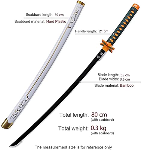 Zxg-NB Exquisita Katana de Anime de Madera, Adecuada para Cosplay Demon Slayer Kochou Shinobu Katana, fanáticos del Anime (ABS + bambú) Ninja, Samurai Sword Sword Weapon Props Anime Toys