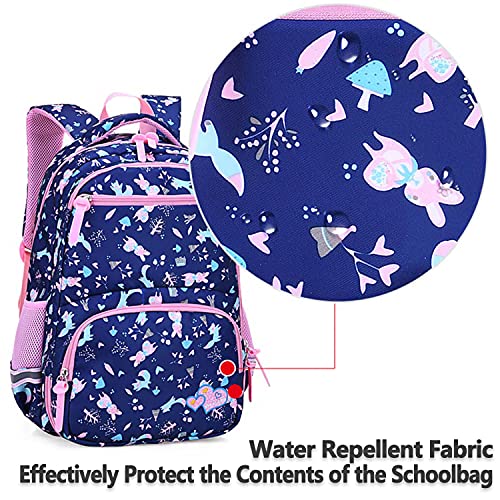 ZYUPHY Mochila Niña Niño Mochilas Escolar para Niños Ligero Impermeable Alta Capacidad Cómodo Transpirable Para Niños Primaria 7-12 Años, Azul Marino