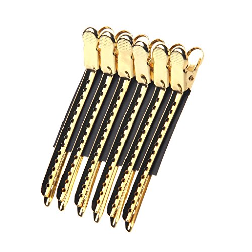 ZZALLL12Pcs / Set Pinzas para el Cabello con Boca de Pato de Metal Pinzas para salón de peluquería Herramientas de Peinado - Dorado