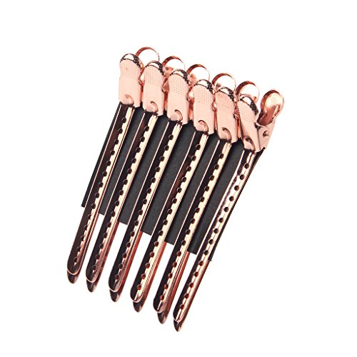 ZZALLL12Pcs / Set Pinzas para el Cabello con Boca de Pato de Metal Pinzas para salón de peluquería Herramientas de Peinado - Dorado