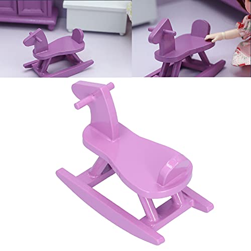 01 02 015 Caballo Mecedor de Casa de Muñecas, Caballo Mecedor de Casa de Muñecas de Madera Juguete Decorativo Lindo Exquisito para Manualidades DIY para Jardín de Infantes