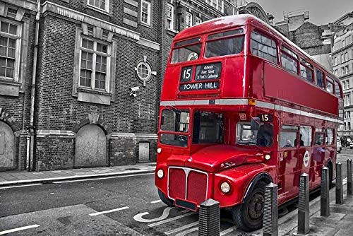 01 Vintage London Bus The Wooden Puzzle 1000 Tarjeta Blanca Juguetes educativos para niños Adultos