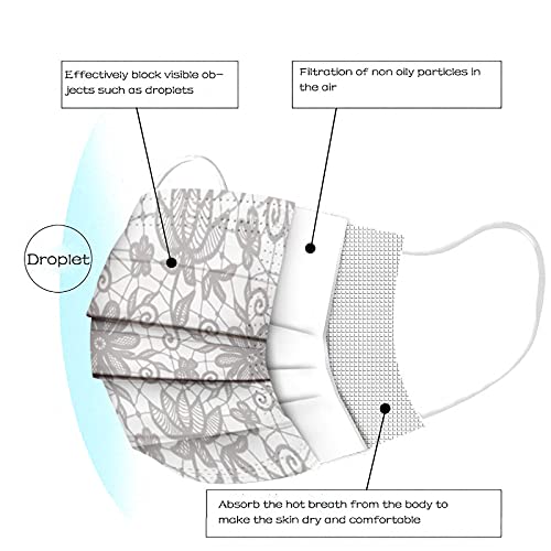 10 Piezas Adulto 3D Flor Clásica_Mascarillas, 3 Capas Tela no Tejida, wuayi Moda Estéreo Hermosa Exquisita Elegante Impresión Sin Posicionamiento, Cómodo Respirable Durable, por Deportes Ocio