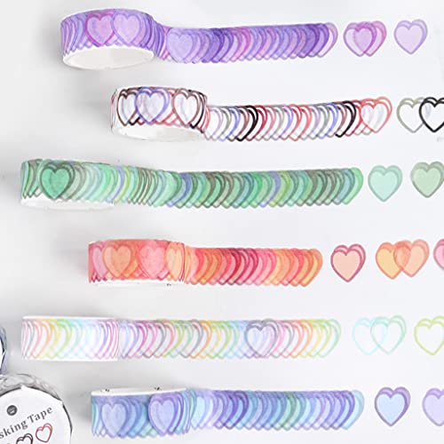 100 pegatinas Kawaii de amor, linda cinta washi de 14 mm para diario, regalo ideal para el planificador de regreso a la escuela, niños, estudiantes, amigos, un rollo, kawaii, linda cinta washi, pegati