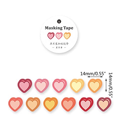 100 pegatinas Kawaii de amor, linda cinta washi de 14 mm para diario, regalo ideal para el planificador de regreso a la escuela, niños, estudiantes, amigos, un rollo, kawaii, linda cinta washi, pegati