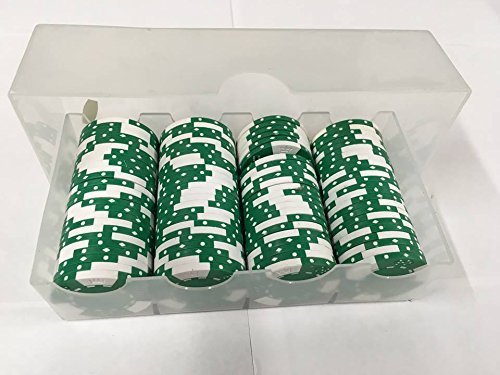 100 X 10 g d'argile Poker Chips, en boîte Vert, pas de valeurs sur